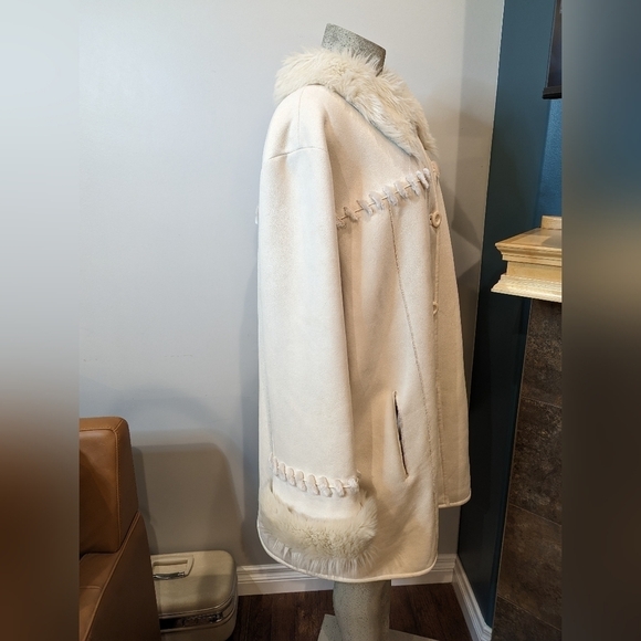 Vintage Novelti Winter White vegan Shearling & Suede Coat plus Size 3X - Picture 6 of 16